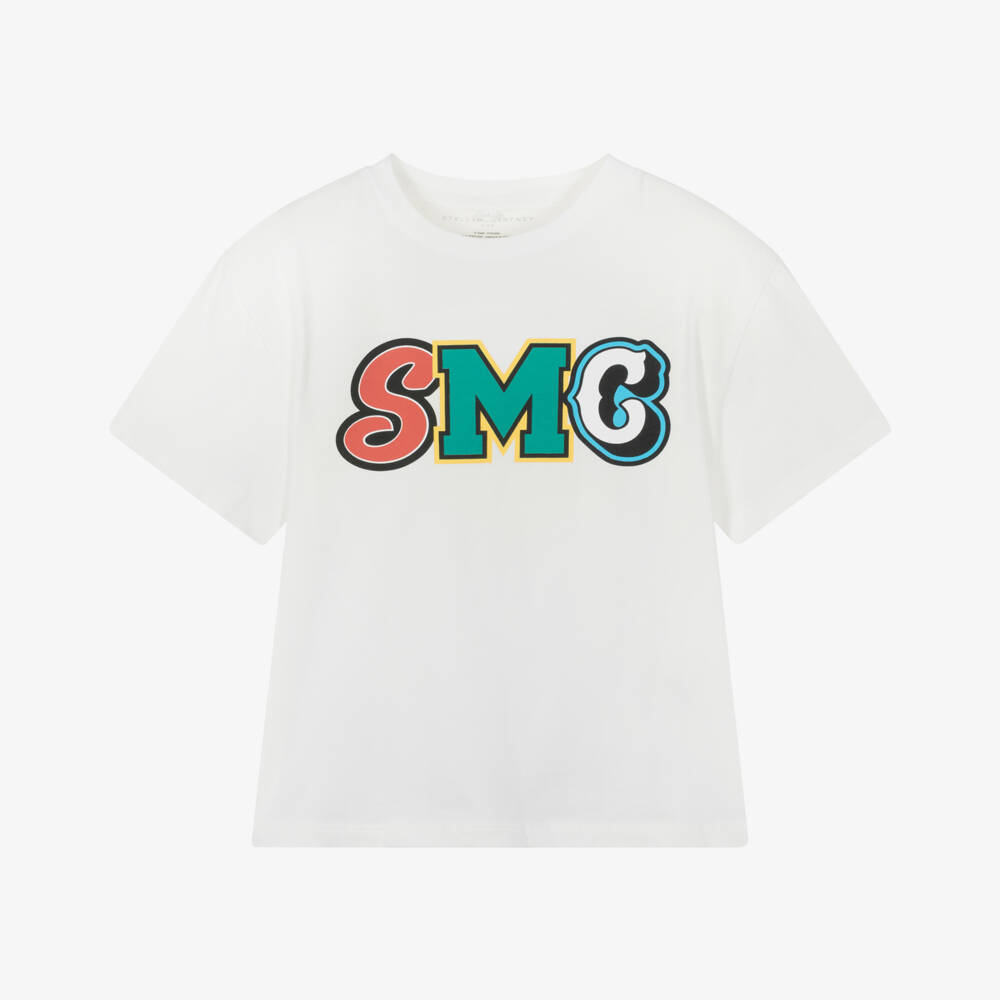 Stella McCartney Kids-Кремовая футболка из органического хлопка для мальчиков | Childrensalon Outlet