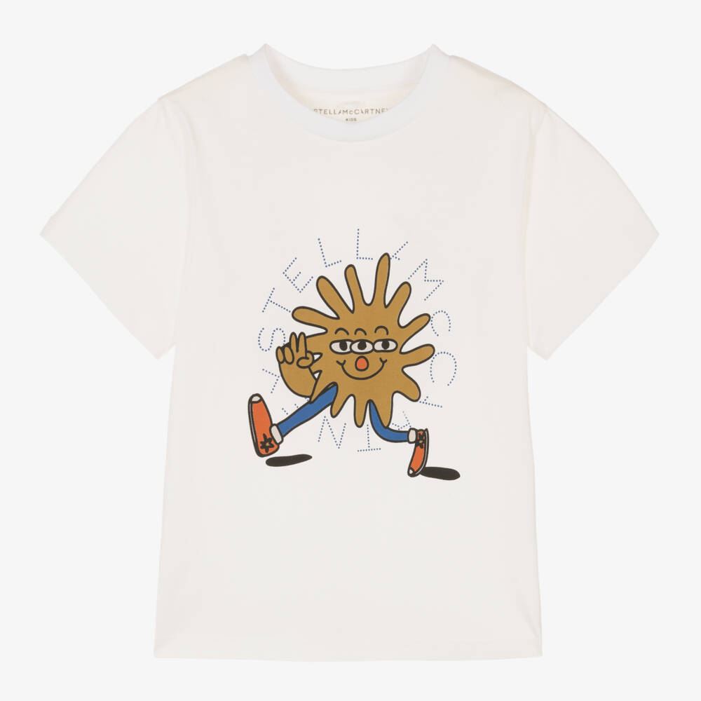 Stella McCartney Kids-Boys Ivory Organic Jersey Tee | Childrensalon Outlet