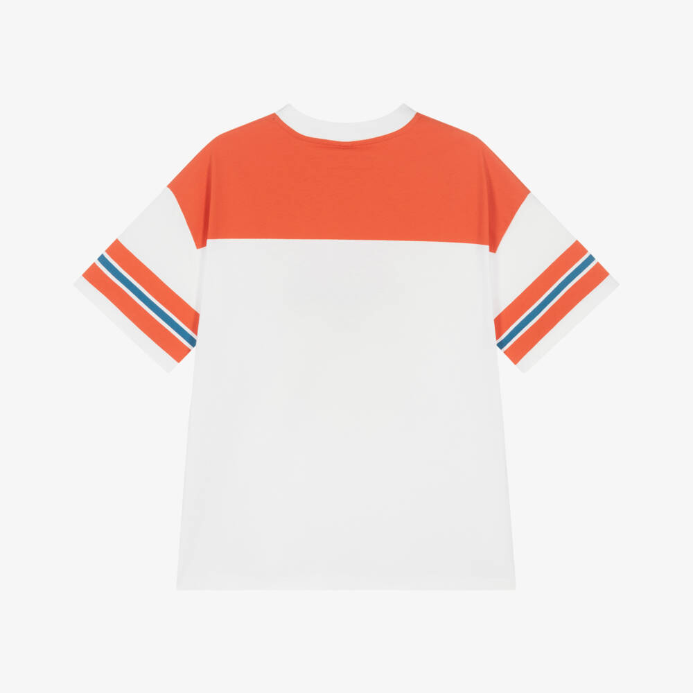 Stella McCartney Kids-Boys Ivory & Scarlet Logo Tee | Childrensalon Outlet