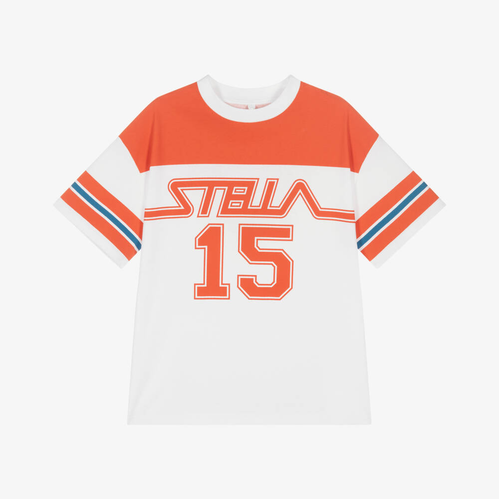 Stella McCartney Kids-Boys Ivory & Scarlet Logo Tee | Childrensalon Outlet