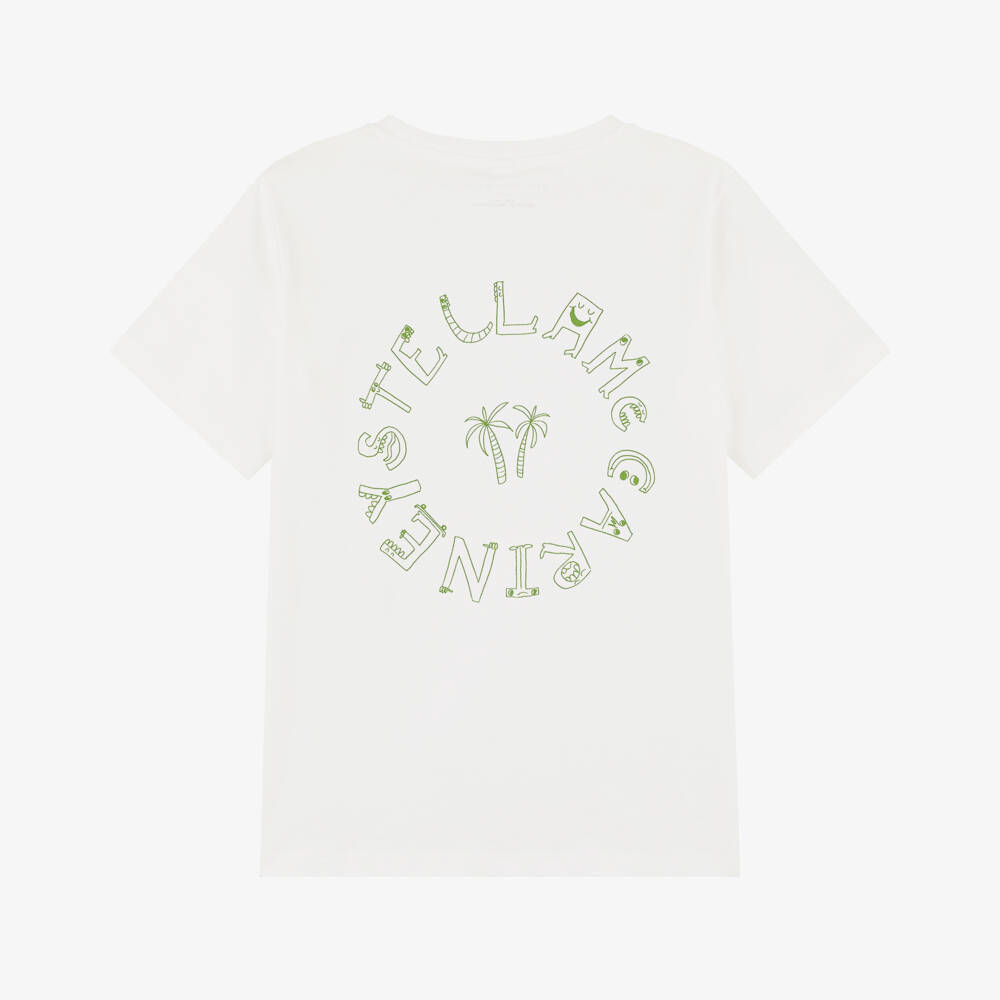 Stella McCartney Kids-Кремовая футболка с скейтбордом для мальчиков | Childrensalon Outlet