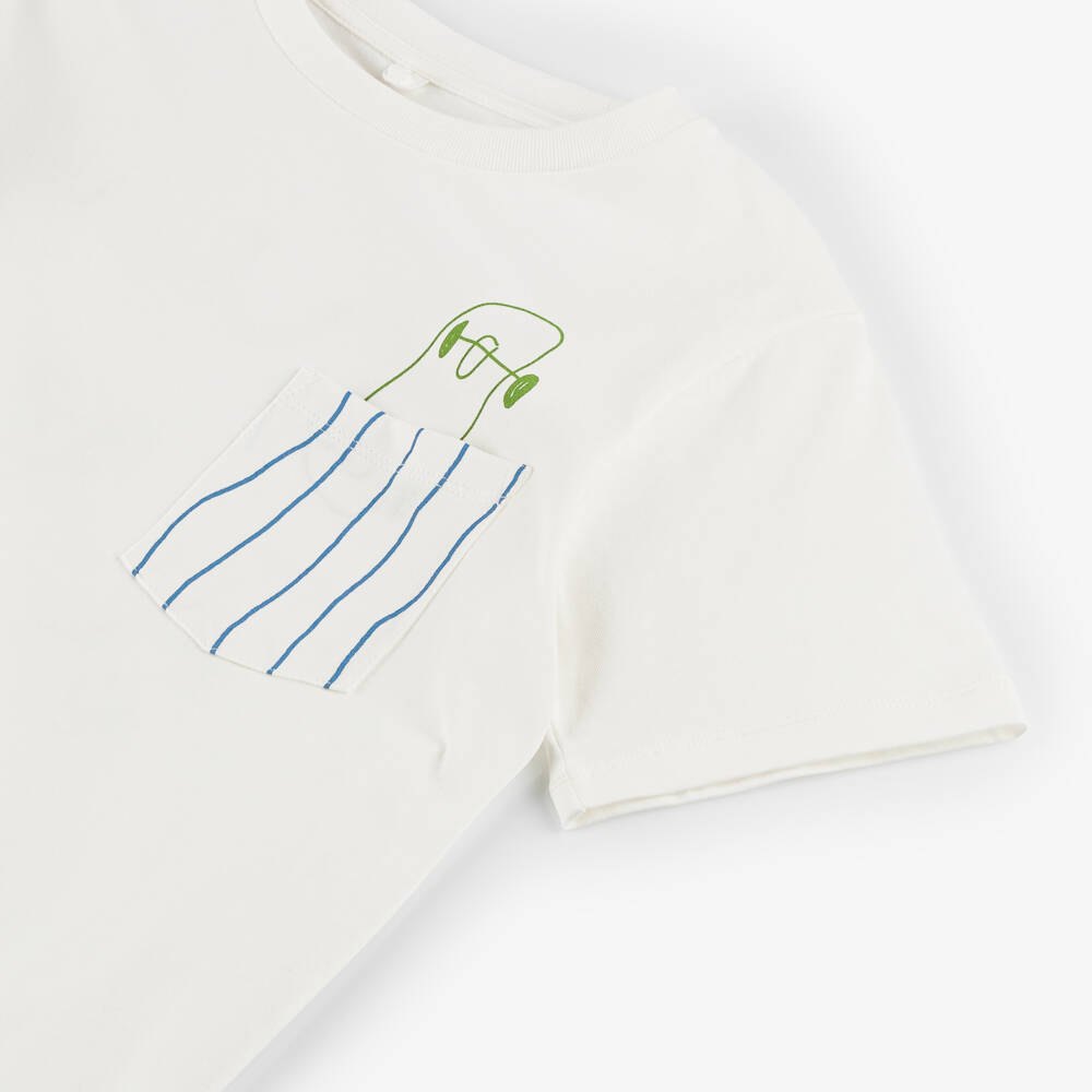 Stella McCartney Kids-Кремовая футболка с скейтбордом для мальчиков | Childrensalon Outlet