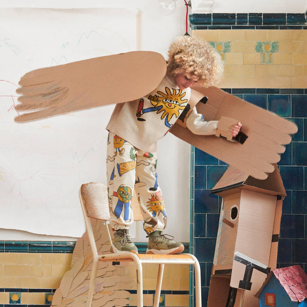 Stella McCartney Kids-بنطلون رياضي بطبعة كوزميك قطن لون عاجي للأولاد | Childrensalon Outlet