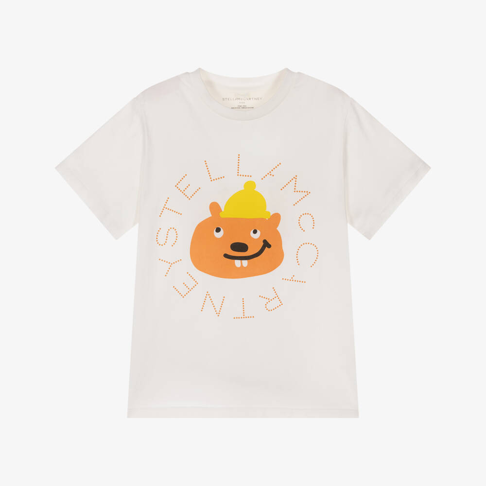 Stella McCartney Kids-تيشيرت عاجي برسمة سنجاب للأولاد | Childrensalon Outlet
