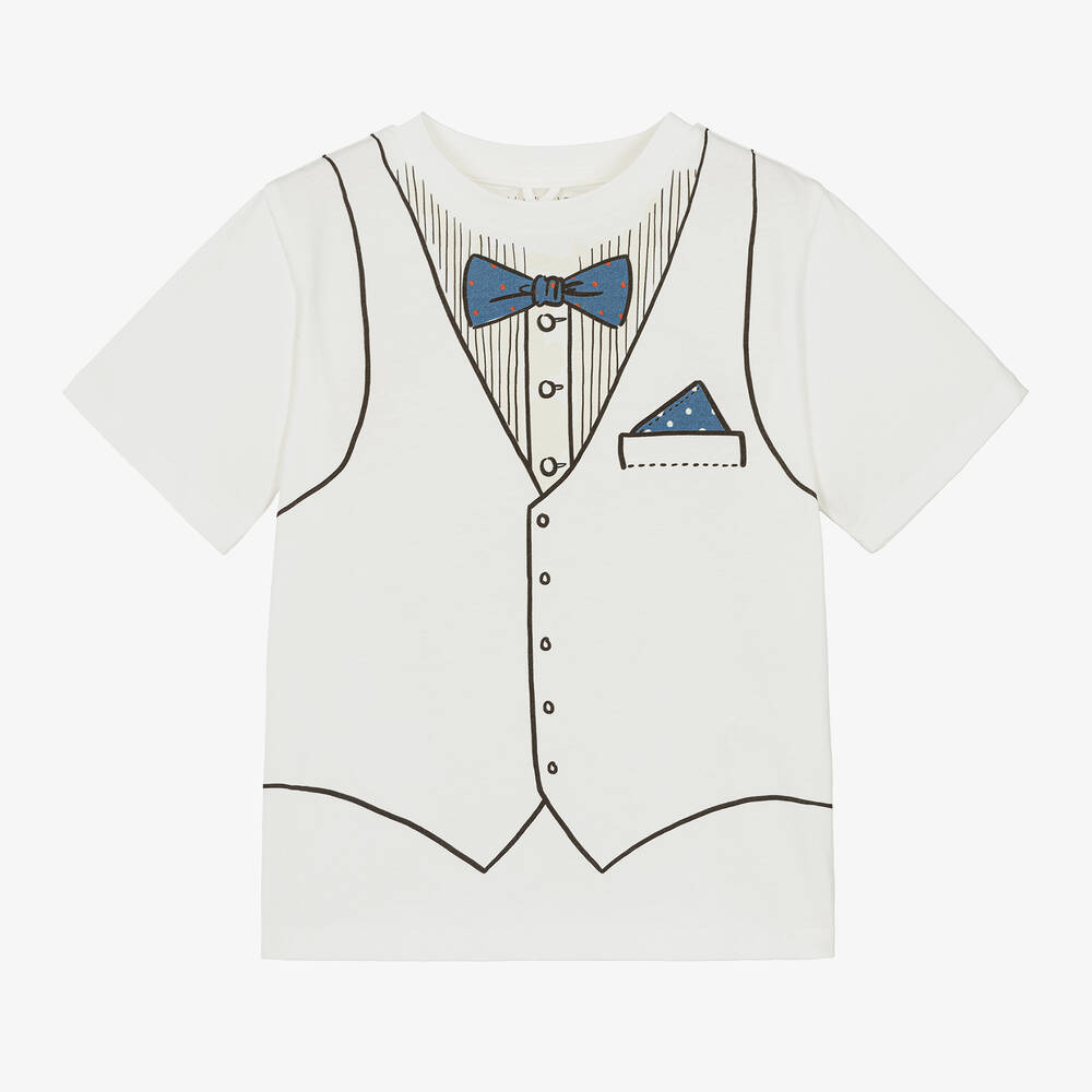 Stella McCartney Kids-تيشيرت قطن عضوي لون عاجي للأولاد | Childrensalon Outlet