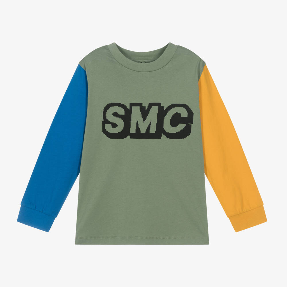 Stella McCartney Kids-Boys Khaki Colourblock Logo Shirt | Childrensalon Outlet