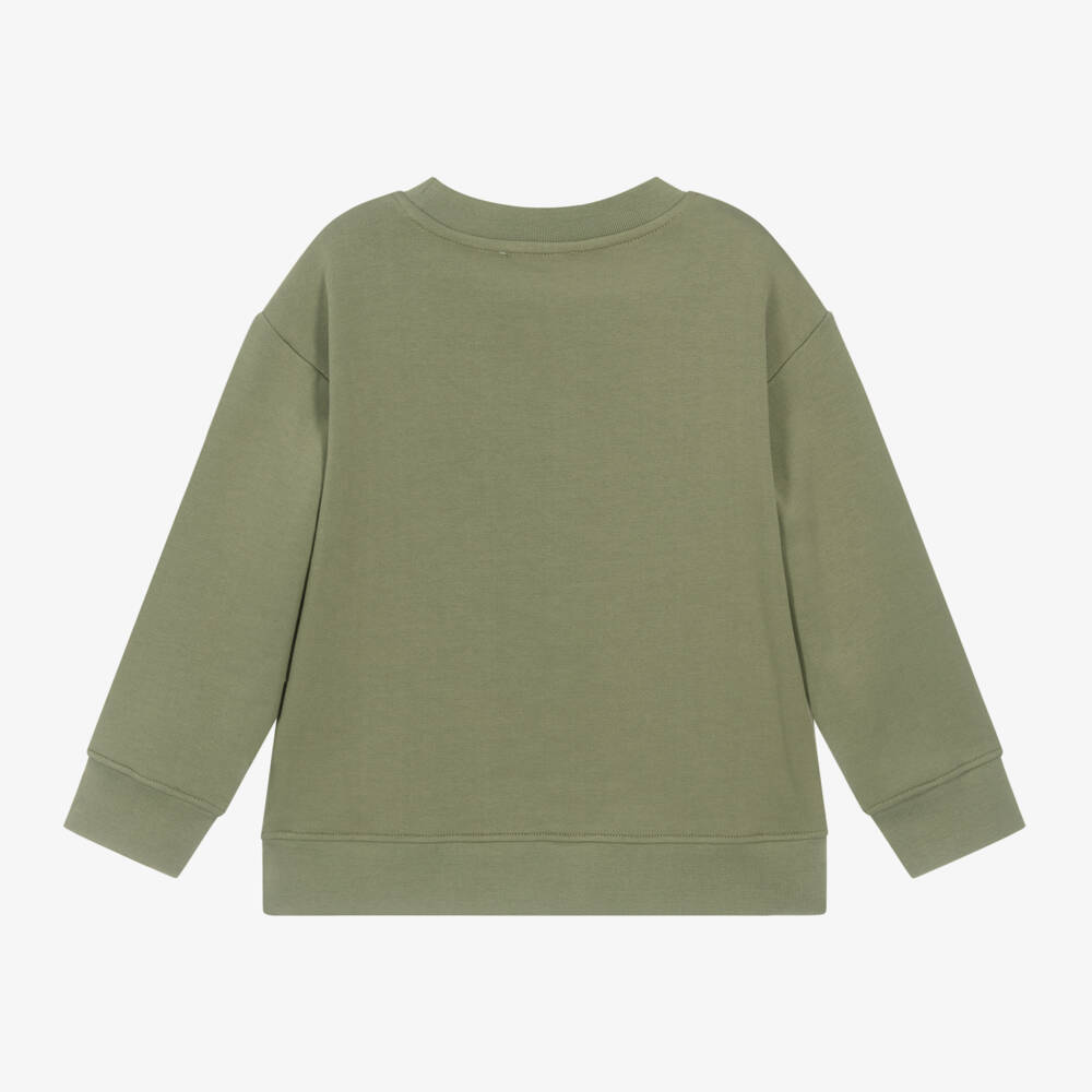 Stella McCartney Kids-Boys Khaki Graphic Logo Sweatshirt | Childrensalon Outlet