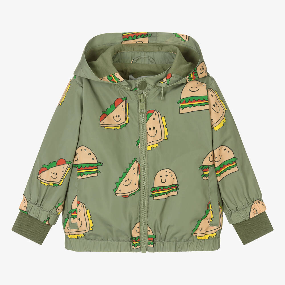 Stella McCartney Kids-جاكيت هودي أطفال ولادي لون أخضر كاكي | Childrensalon Outlet