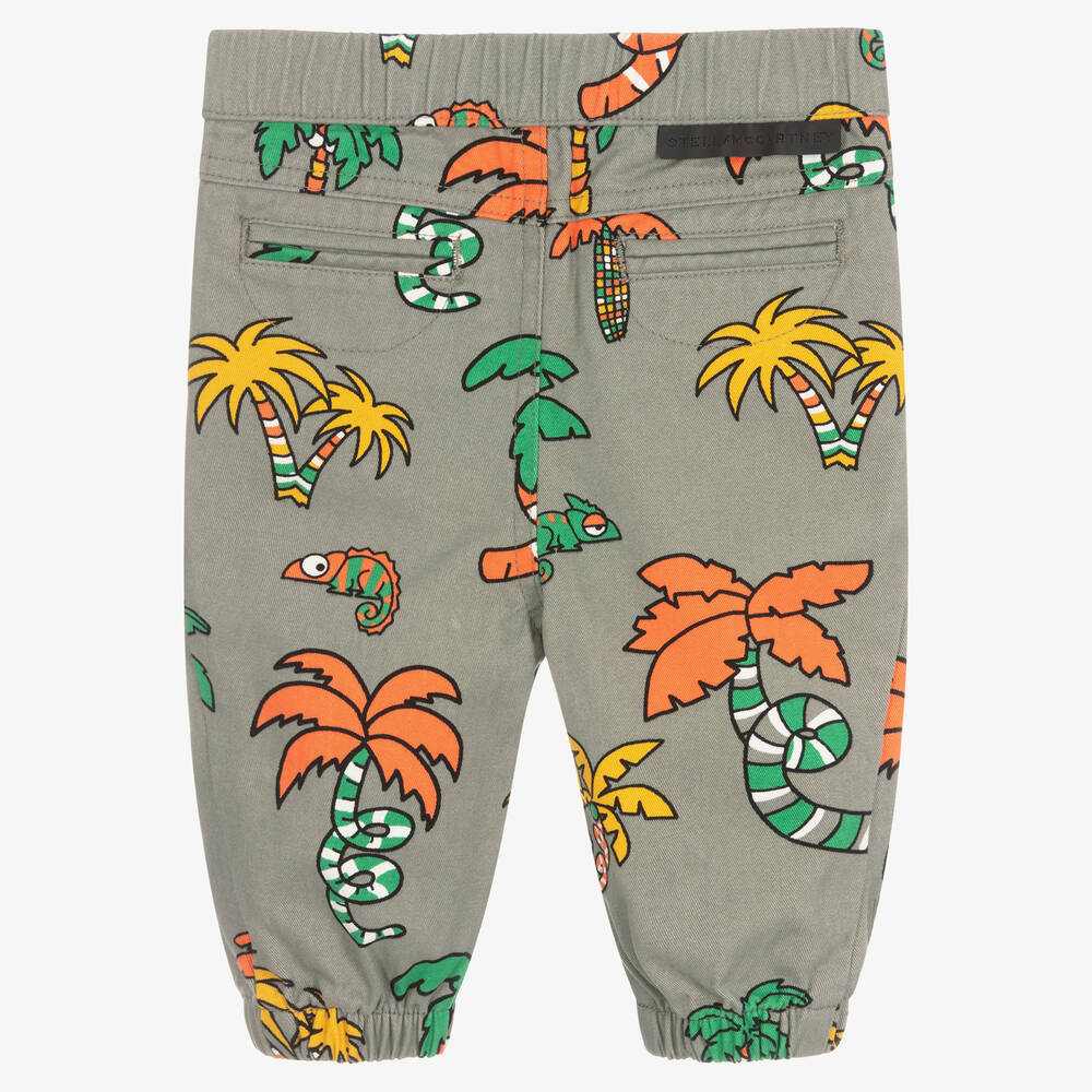 Stella McCartney Kids-بنطلون أطفال ولادي قطن عضوي لون أخضر كاكي | Childrensalon Outlet