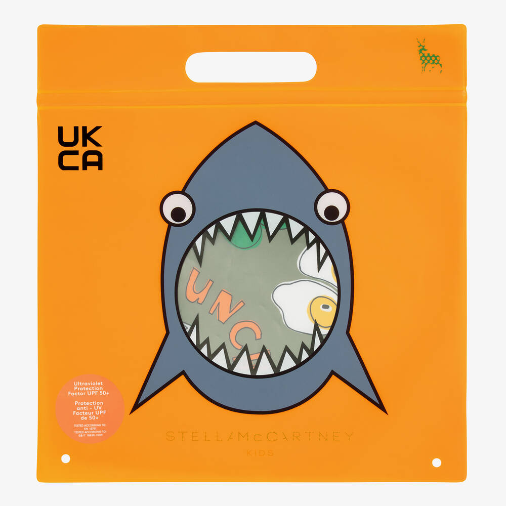 Stella McCartney Kids-Boys Khaki Green Printed Swim Shorts | Childrensalon Outlet