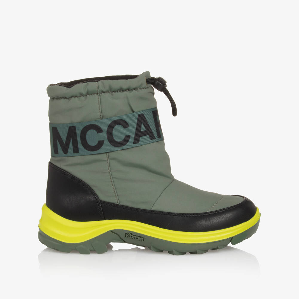 Stella McCartney Kids-Boys Khaki Green Vibram Snow Boots | Childrensalon Outlet