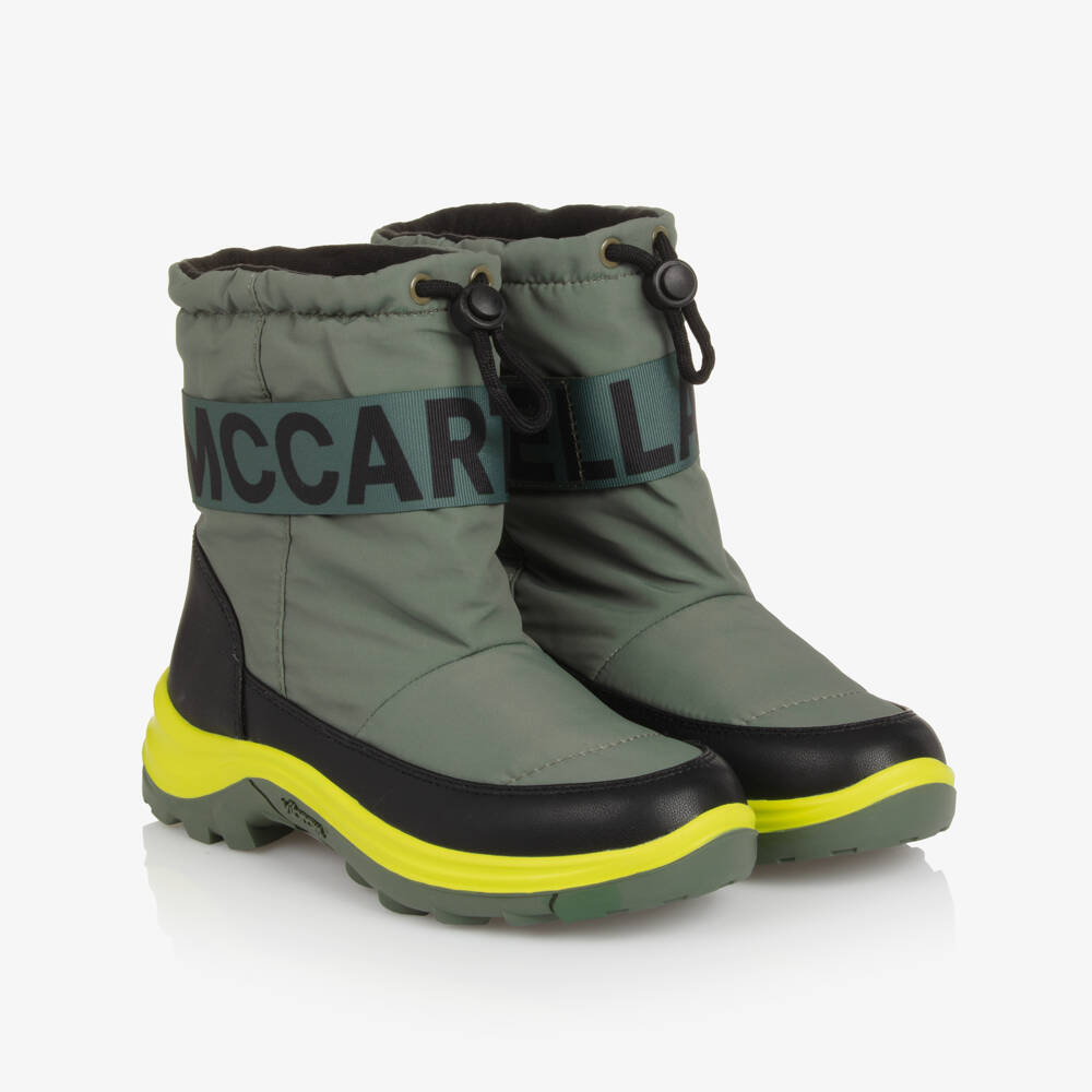 Stella McCartney Kids-Boys Khaki Green Vibram Snow Boots | Childrensalon Outlet