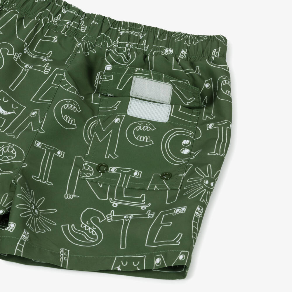 Stella McCartney Kids-Boys Khaki Logo Print Swimwear | Childrensalon Outlet