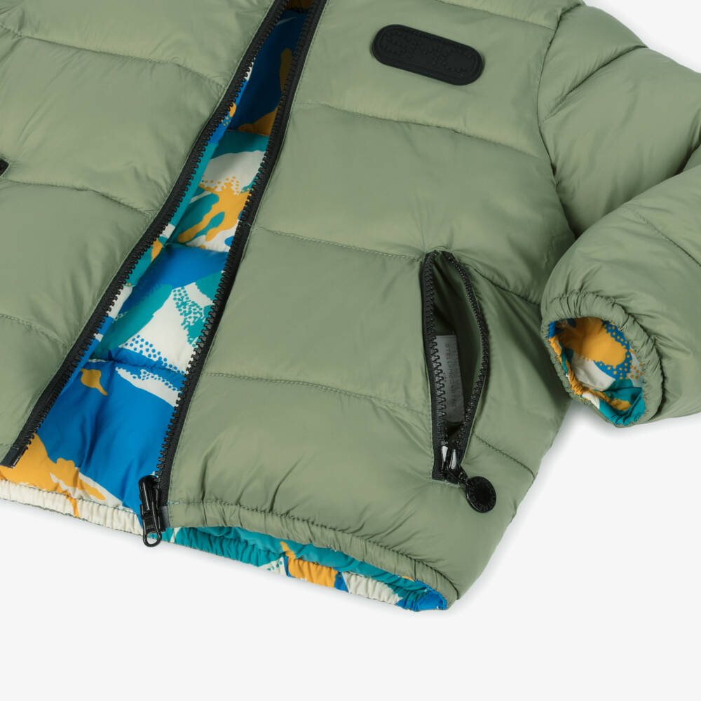 Stella McCartney Kids-Boys Khaki Reversible Hooded Jacket | Childrensalon Outlet