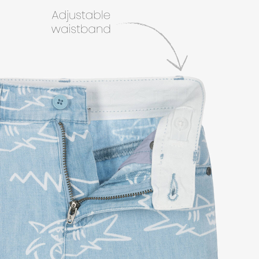 Stella McCartney Kids-شورت قطن تويل لون أزرق فاتح للأولاد | Childrensalon Outlet