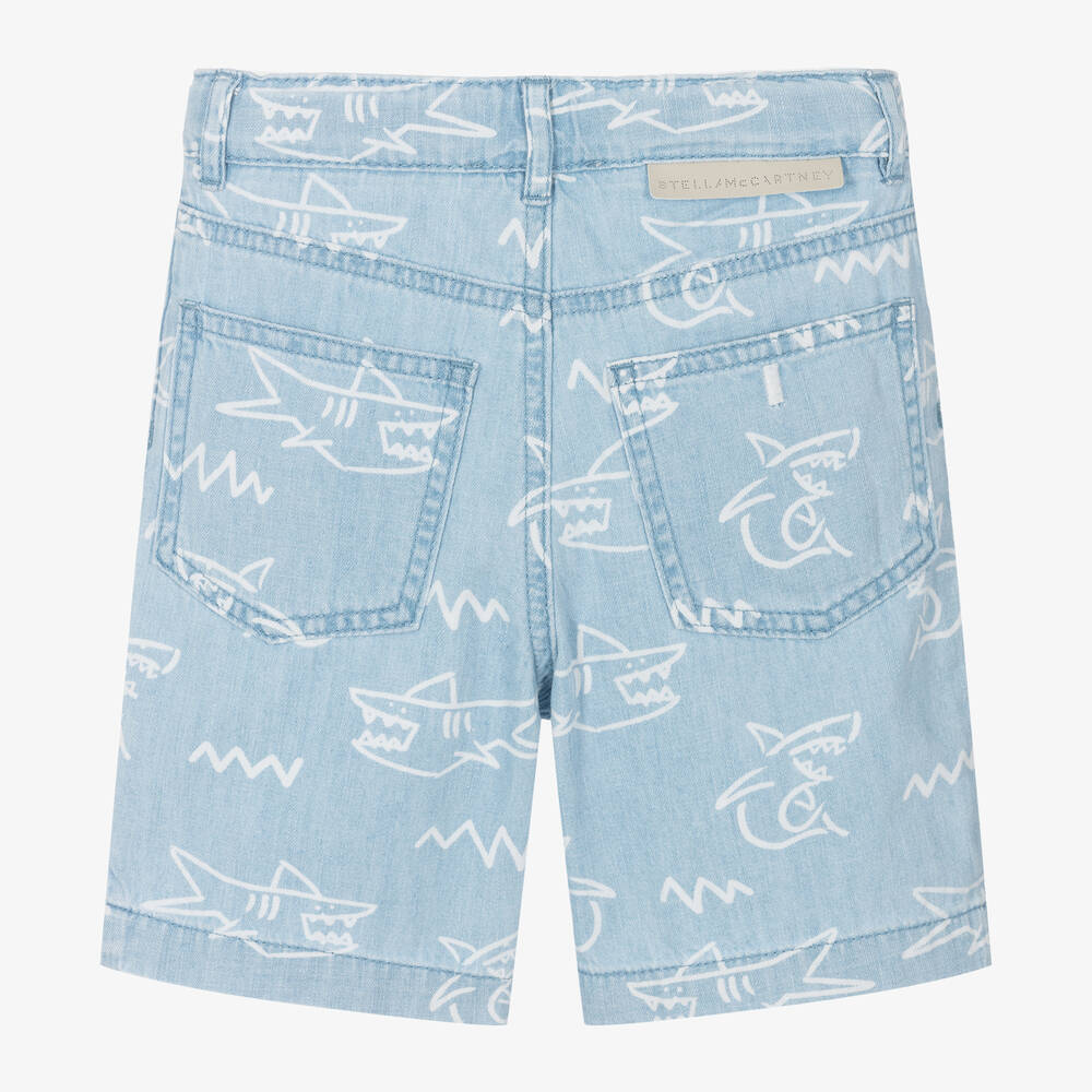 Stella McCartney Kids-شورت قطن تويل لون أزرق فاتح للأولاد | Childrensalon Outlet