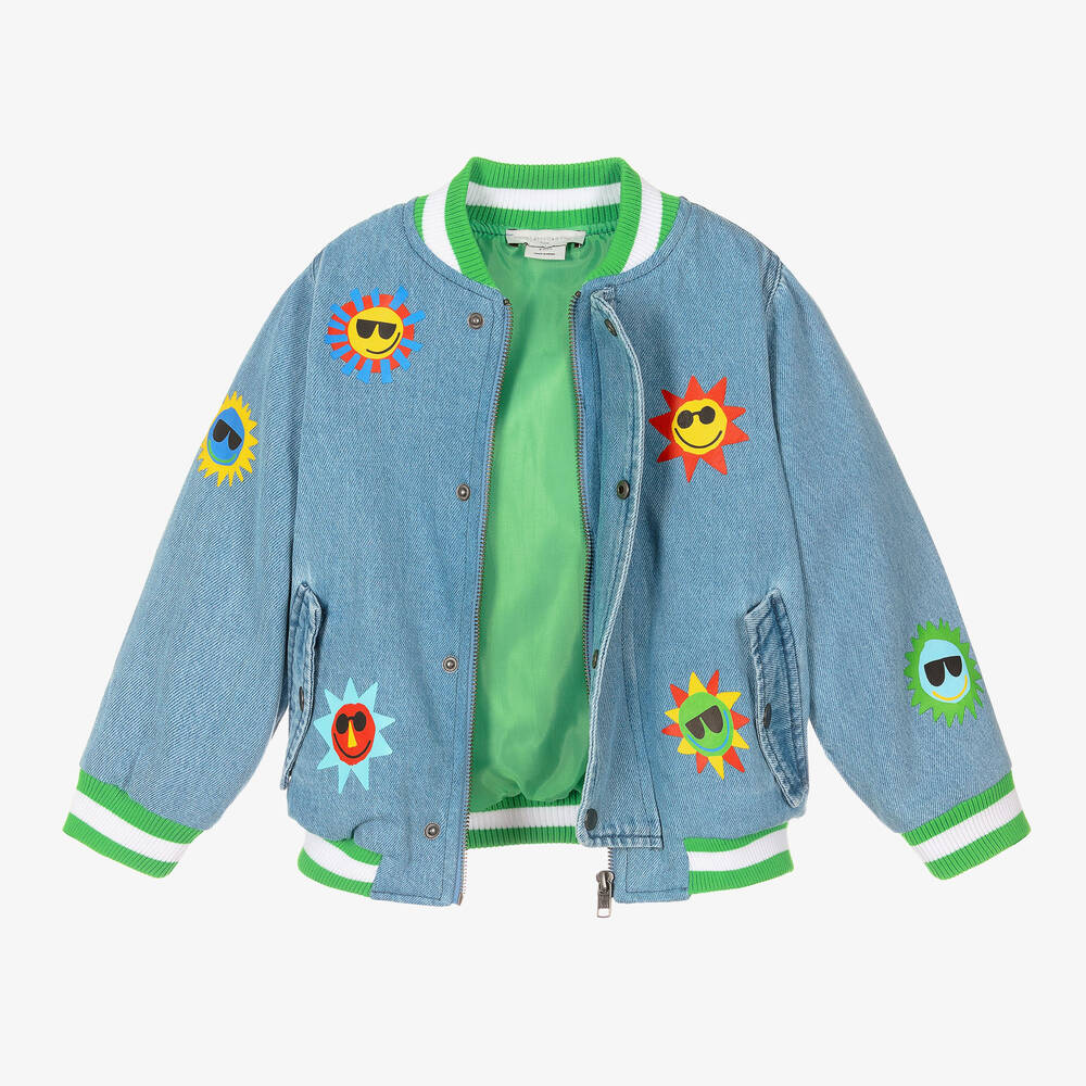 Stella McCartney Kids Boys Light Blue Denim Bomber Jacket