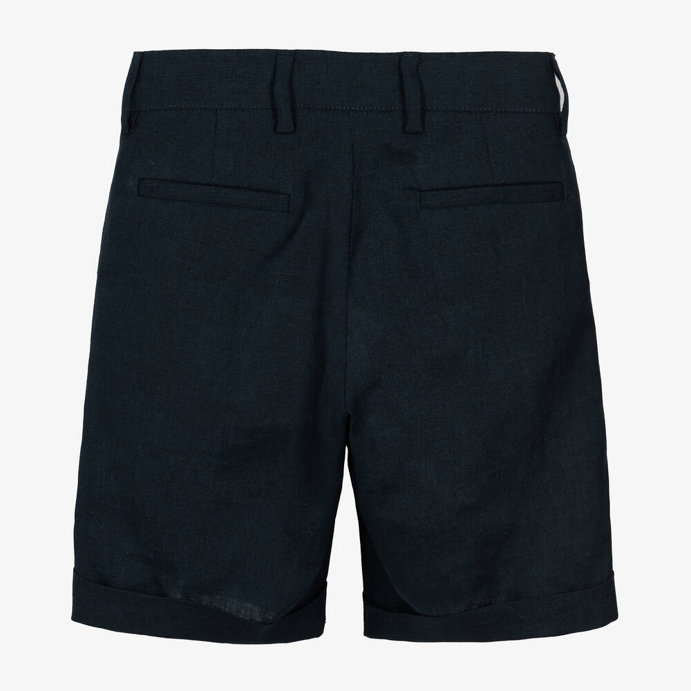 Stella McCartney Kids-Boys Navy Blue Linen Shorts | Childrensalon Outlet