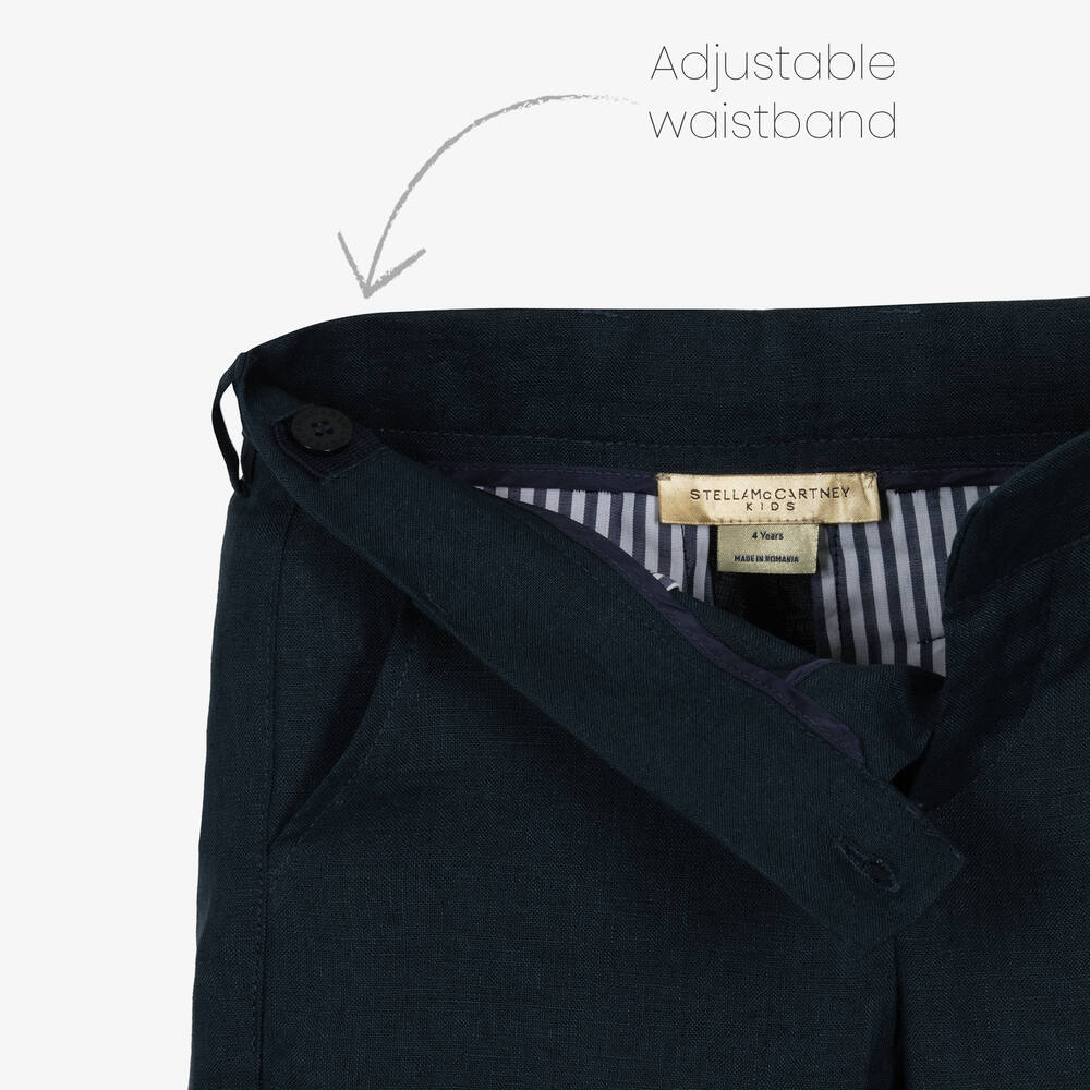Stella McCartney Kids-Boys Navy Blue Linen Shorts | Childrensalon Outlet
