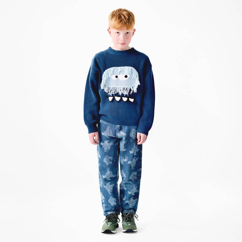 Stella McCartney Kids-Boys Navy Yeti Cotton Sweater | Childrensalon Outlet