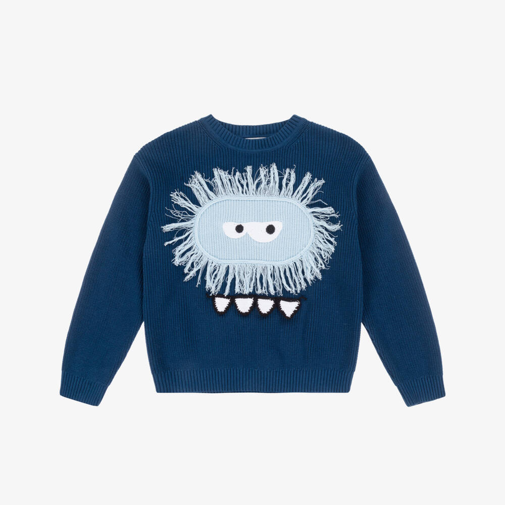 Stella McCartney Kids-Boys Navy Yeti Cotton Sweater | Childrensalon Outlet