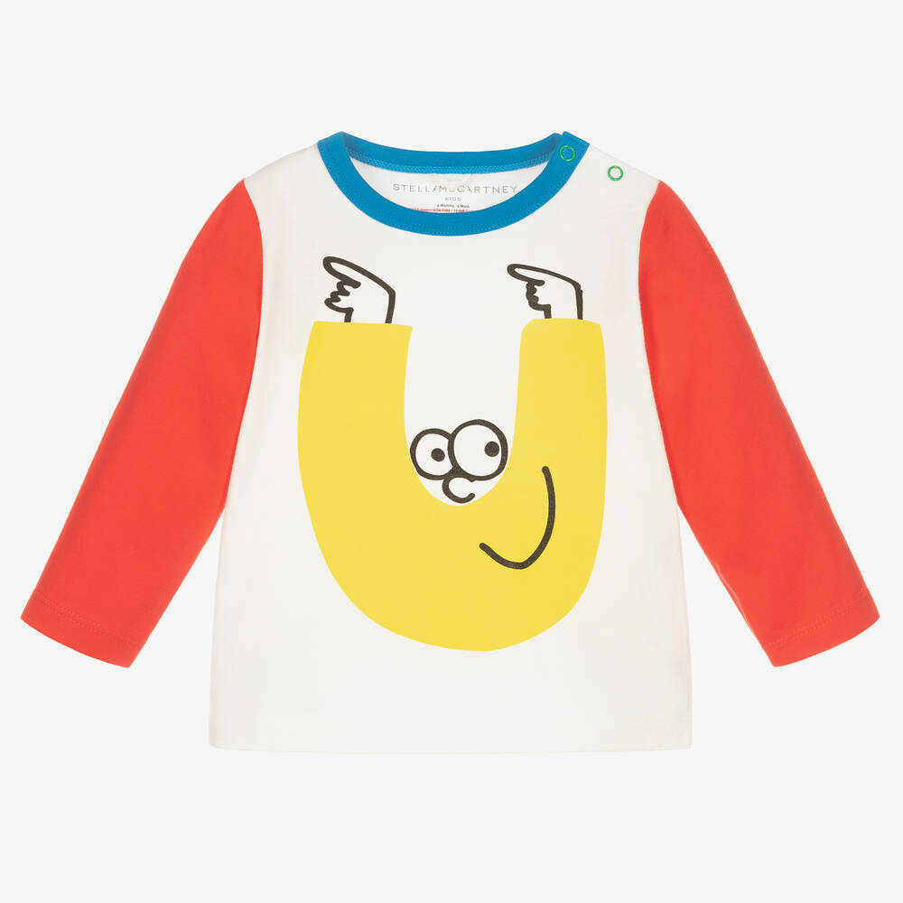 Stella McCartney Kids - Серо-белый хлопковый топ для мальчиков | Childrensalon