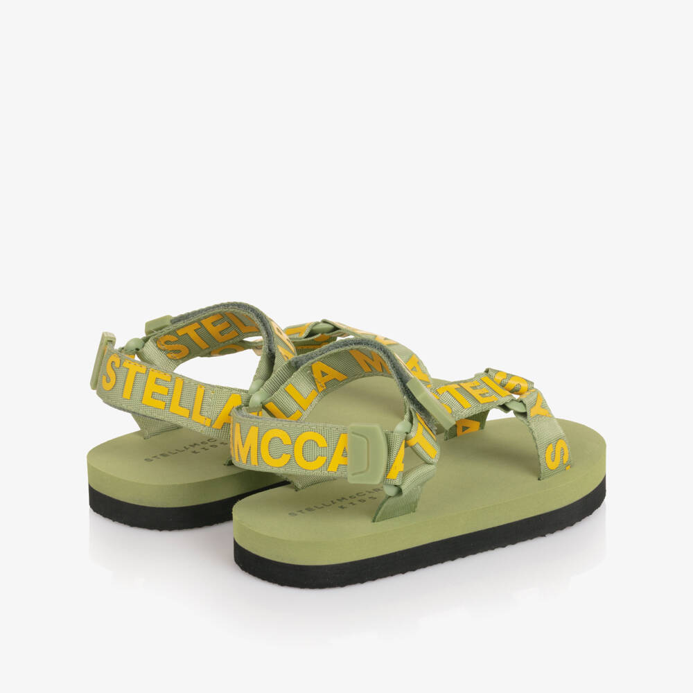Stella McCartney Kids-Boys Olive Green & Yellow Logo Sandals | Childrensalon Outlet