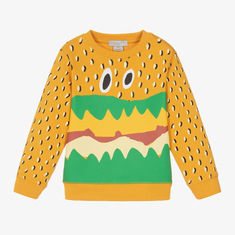 Stella McCartney Kids-Оранжевый хлопковый свитшот с сэндвичем для мальчиков | Childrensalon Outlet
