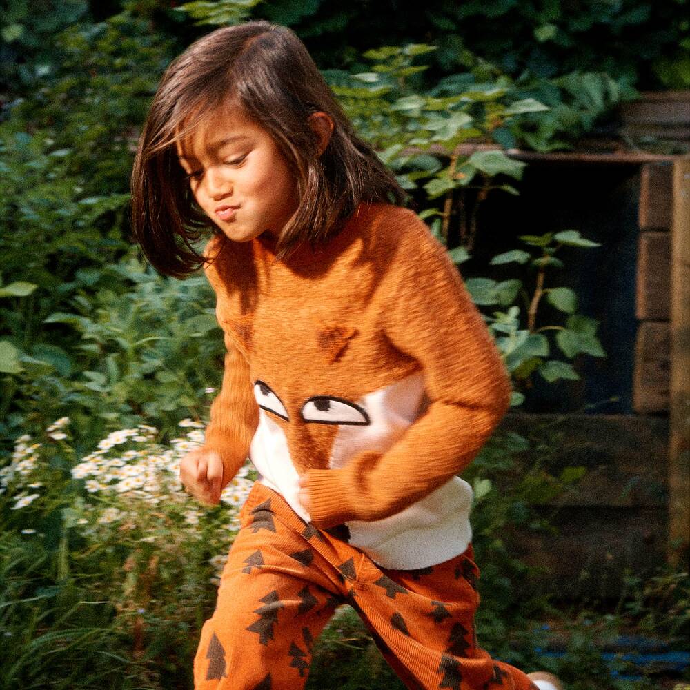 Stella McCartney Kids-Boys Orange Knitted Fox Sweater | Childrensalon Outlet
