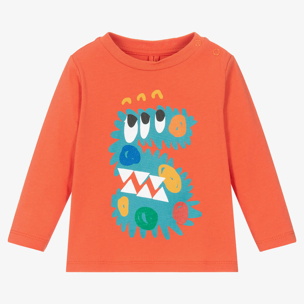 Stella McCartney Kids-Boys Orange Monster Organic Cotton Top | Childrensalon Outlet