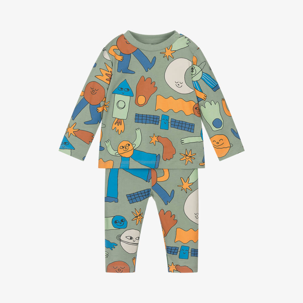 Stella McCartney Kids-طقم بنطلون قطن عضوي لون أخضر للأولاد | Childrensalon Outlet