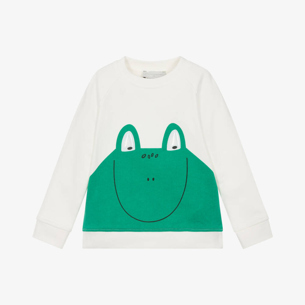 Stella McCartney Kids-Кремовый топ с лягушкой из органического хлопка для мальчиков | Childrensalon Outlet