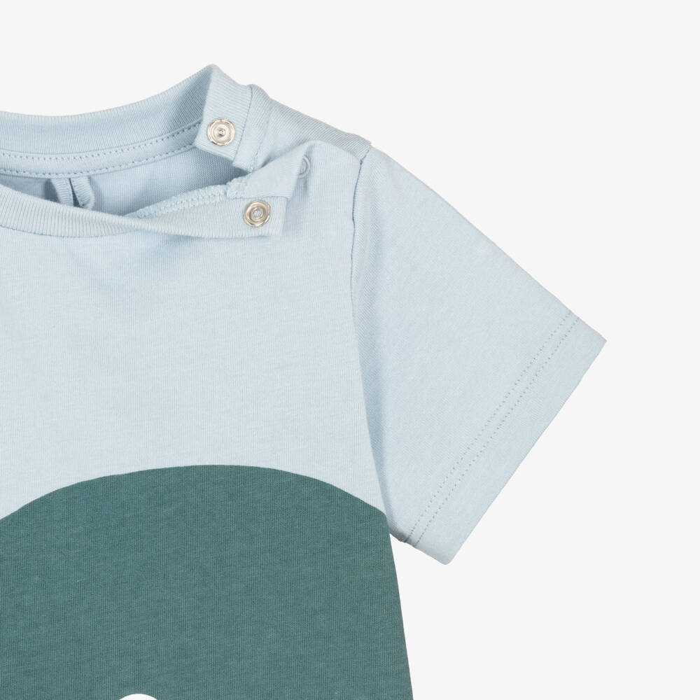 Stella McCartney Kids-Boys Pale Blue Cotton T-Shirt with Whale Graphic | Childrensalon Outlet