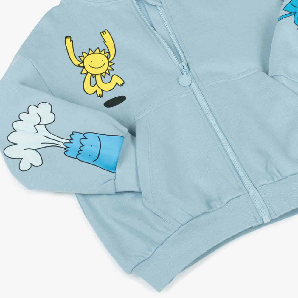 Stella McCartney Kids-Boys Pale Blue Earth & Friends Cotton Zip-Up Hoodie | Childrensalon Outlet