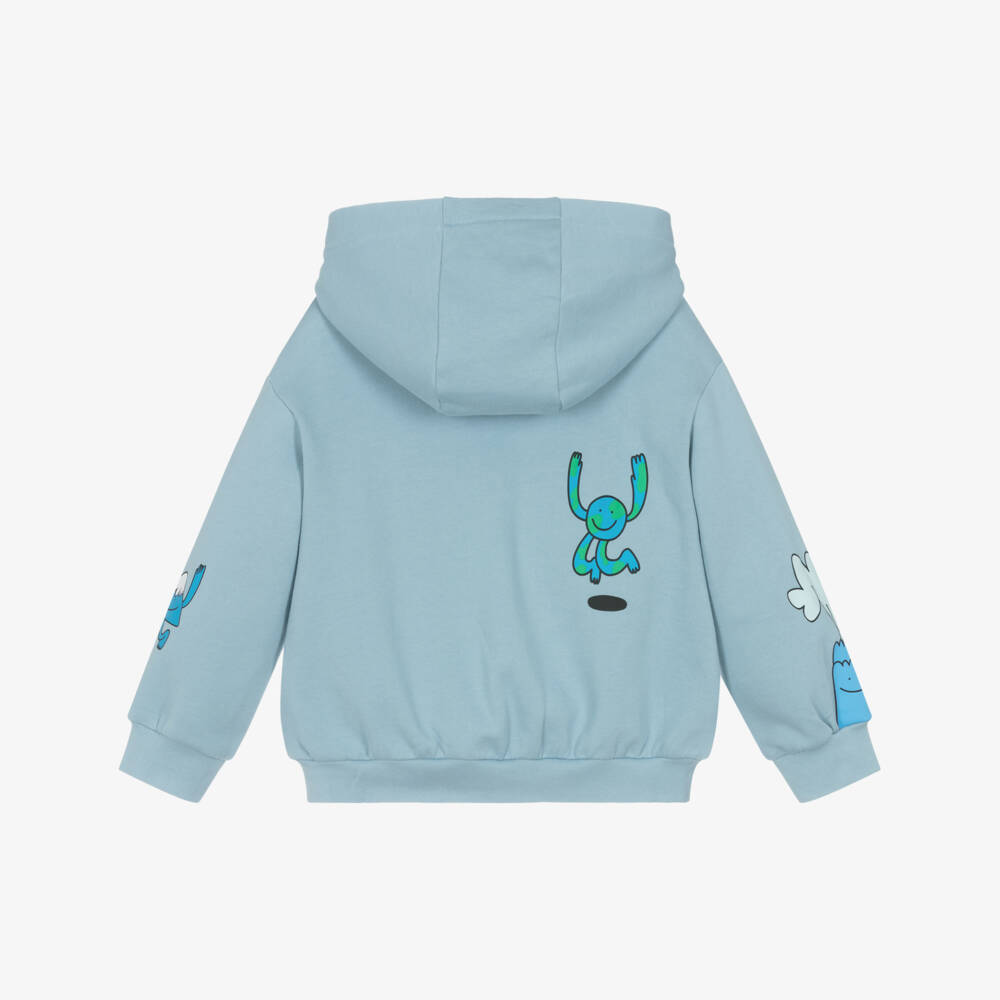 Stella McCartney Kids-Boys Pale Blue Earth & Friends Cotton Zip-Up Hoodie | Childrensalon Outlet