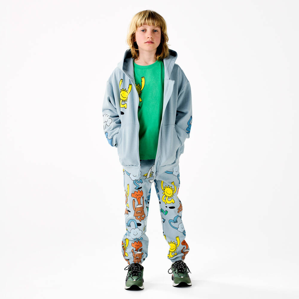 Stella McCartney Kids-Boys Pale Blue Earth & Friends Cotton Zip-Up Hoodie | Childrensalon Outlet