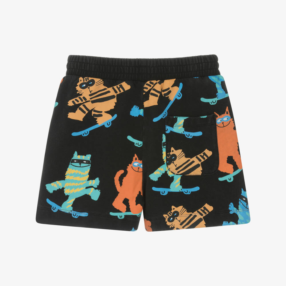 Stella McCartney Kids-Boys Playful Black Cat Shorts | Childrensalon Outlet