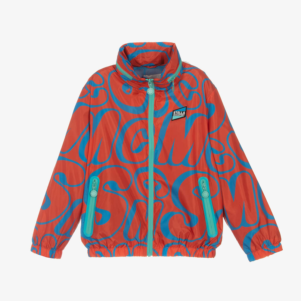 Stella McCartney Kids-جاكيت واقي من الرياح لون أحمر وأزرق للأولاد | Childrensalon Outlet