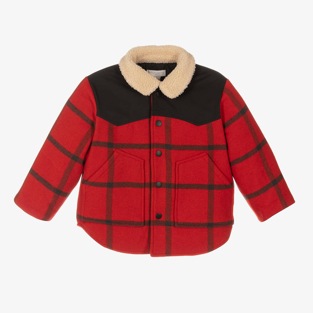 Stella McCartney Kids - Boys Red Checked Wool Jacket | Childrensalon