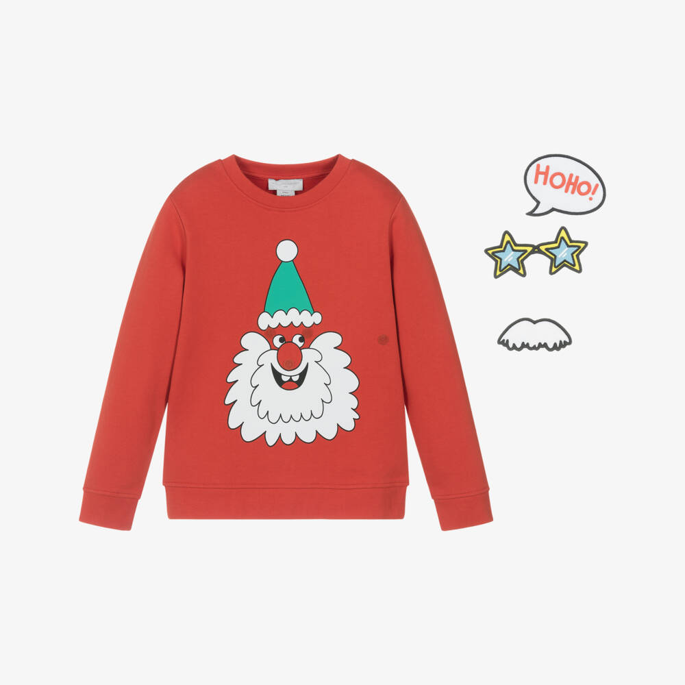 Stella McCartney Kids-Свитшот из красного хлопка для мальчиков с Санта-Клаусом | Childrensalon Outlet
