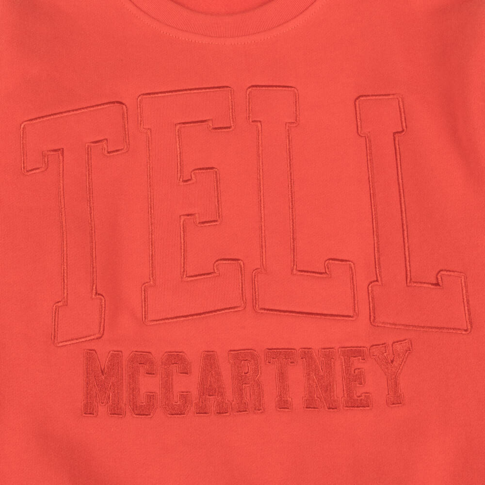 Stella McCartney Kids-سويت شيرت قطن أحمر بشعار للأولاد | Childrensalon Outlet
