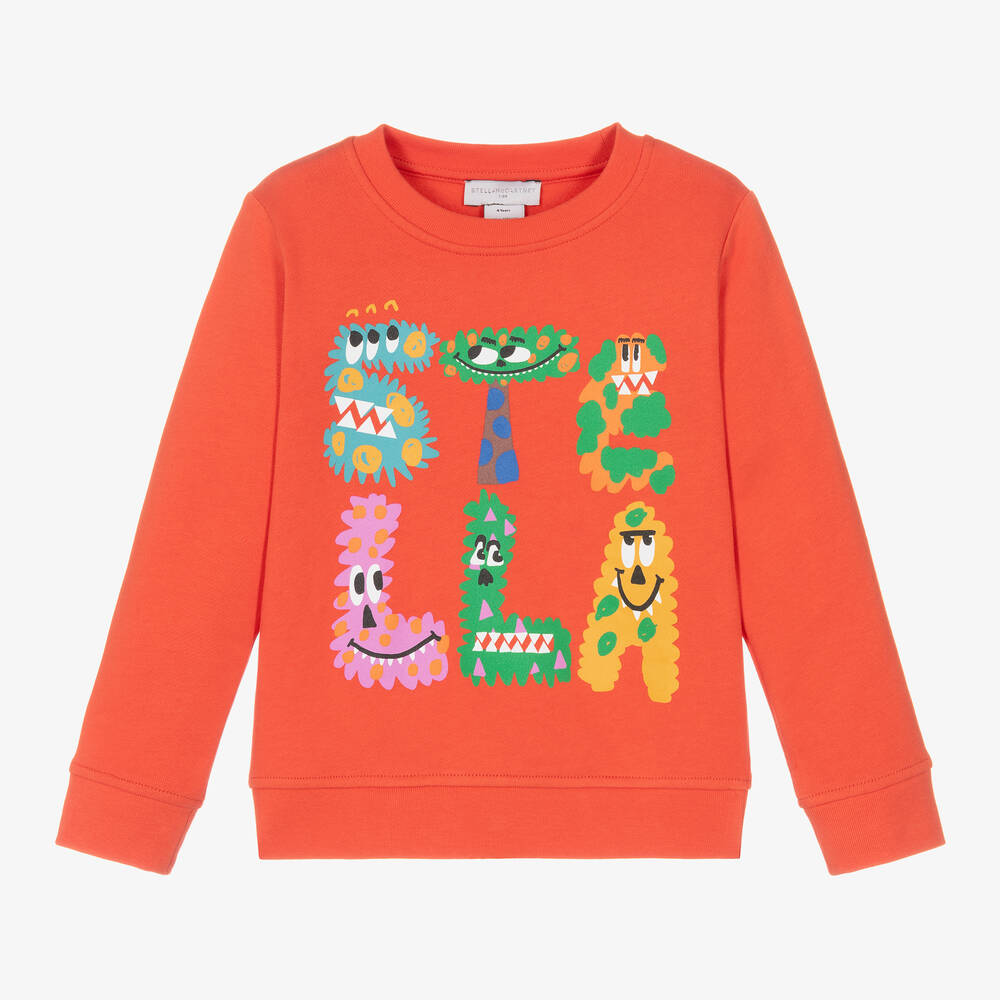 Stella McCartney Kids - Boys Red Cotton Monster Sweatshirt | Childrensalon
