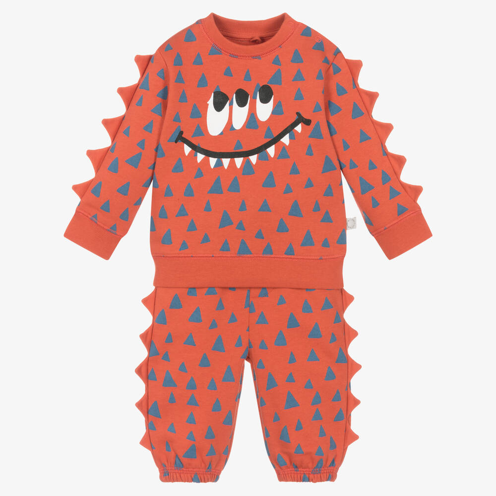 Stella McCartney Kids - Boys Red Cotton Monster Tracksuit | Childrensalon