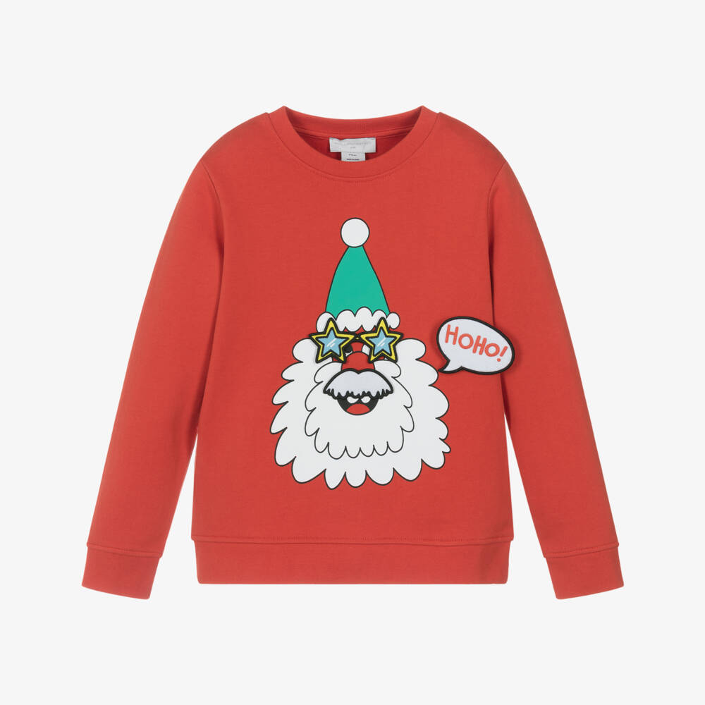 Stella McCartney Kids-Свитшот из красного хлопка для мальчиков с Санта-Клаусом | Childrensalon Outlet