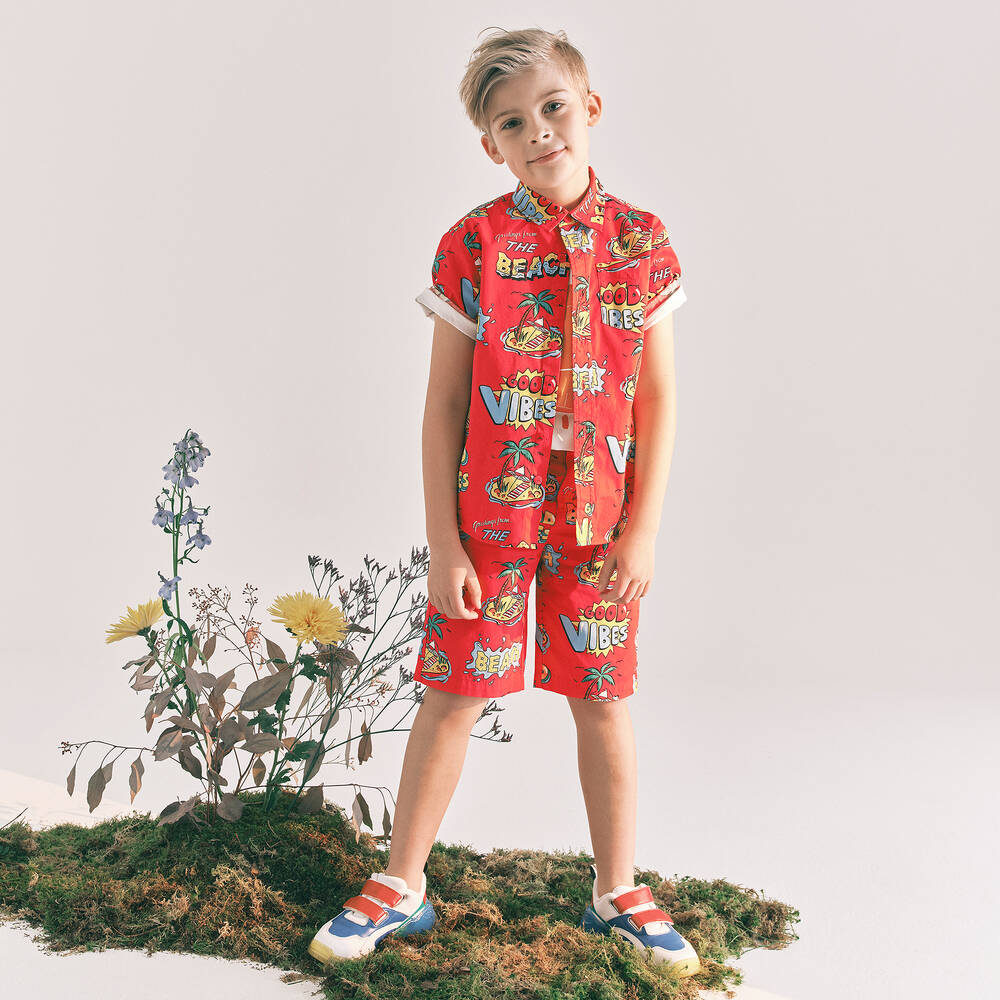 Stella McCartney Kids-Красные хлопковые шорты для мальчиков | Childrensalon Outlet