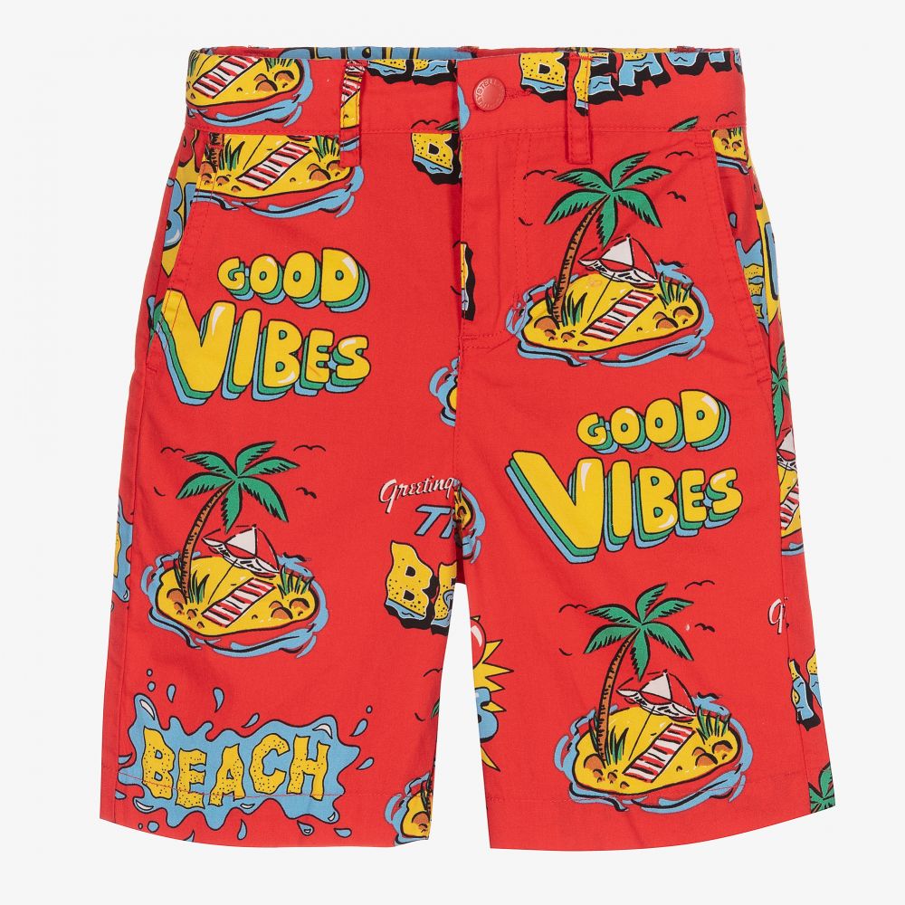 Stella McCartney Kids-Boys Red Cotton Shorts | Childrensalon Outlet