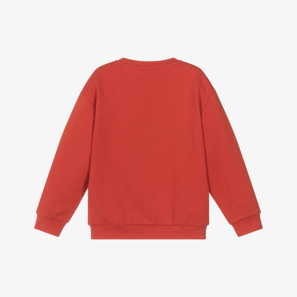 Stella McCartney Kids-Свитшот из красного хлопка с логотипом для мальчиков | Childrensalon Outlet