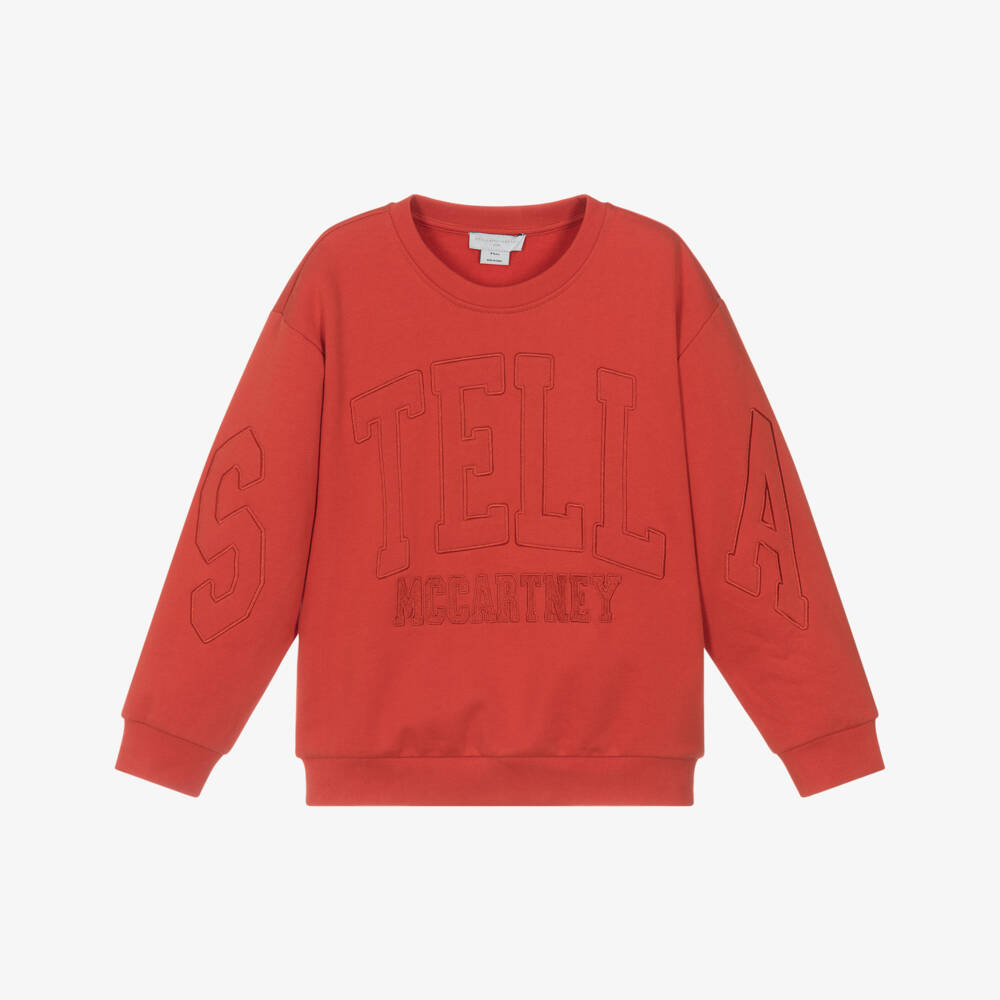 Stella McCartney Kids-Свитшот из красного хлопка с логотипом для мальчиков | Childrensalon Outlet