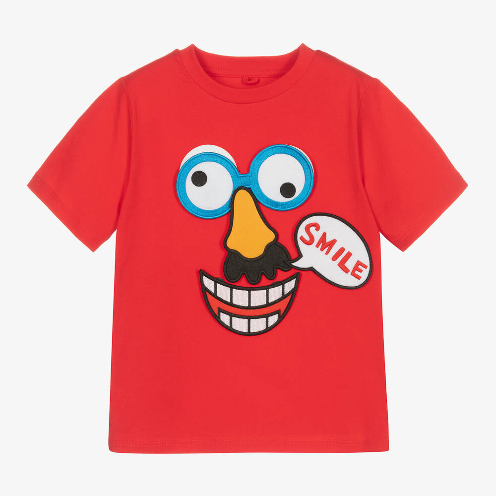 Stella McCartney Kids-Boys Red Cotton T-Shirt | Childrensalon Outlet