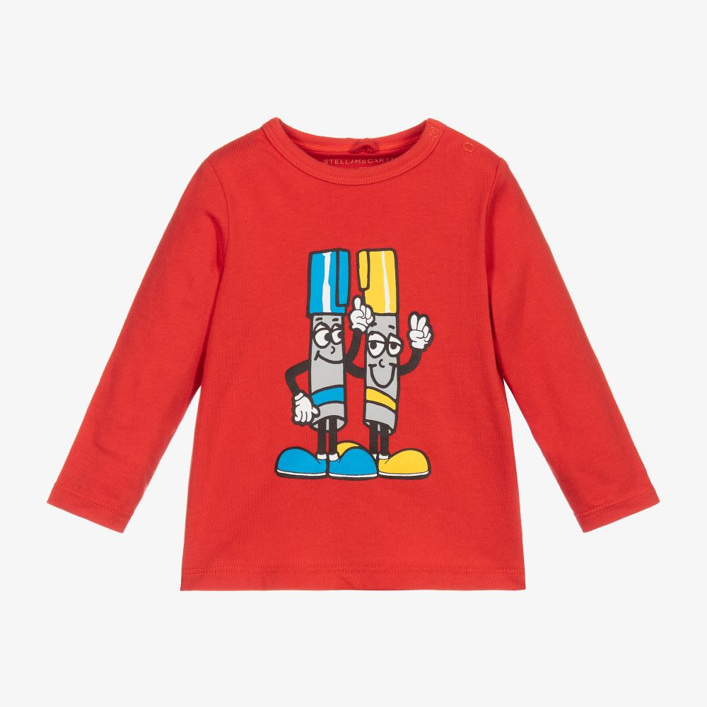 Stella McCartney Kids - توب أطفال ولادي قطن عضوي لون أحمر | Childrensalon